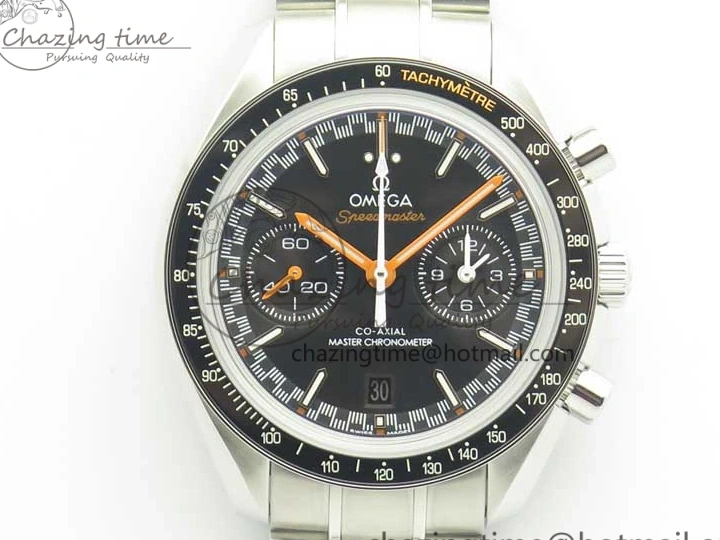 0114 Speedmaster Moonwatch OMF 1:1 Best Edition Black Dial Orange Hand on SS Bracelet A Timeless 8044